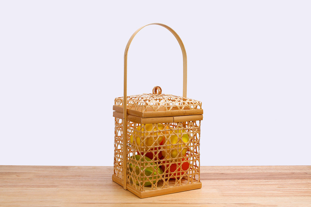 Wicker bamboo square basket with lid Chalom VTThai