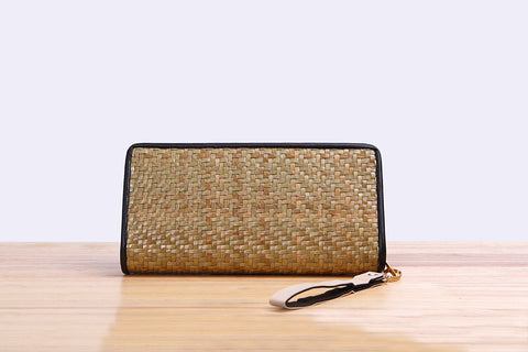 Woven Seagrass wallet (long light brown)