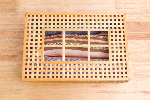 Wicker bamboo square box with lid