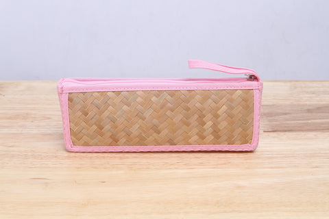Nattira - Reed Woven Pencil Bag (Pink)