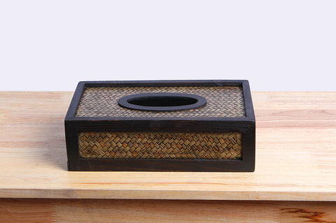 Small Wood And Bamboo Tissue Box Cover